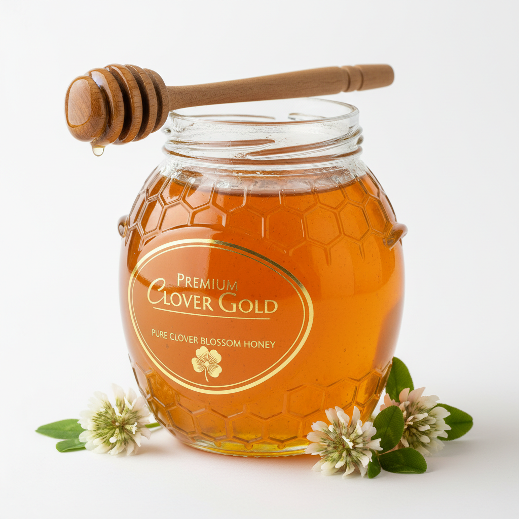 Clover Gold pure clover blossom honey jar
